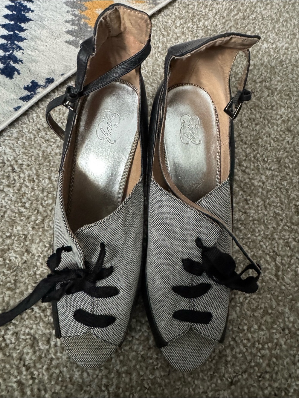 Style Envy Silver and Black Ankle Strap Heels
